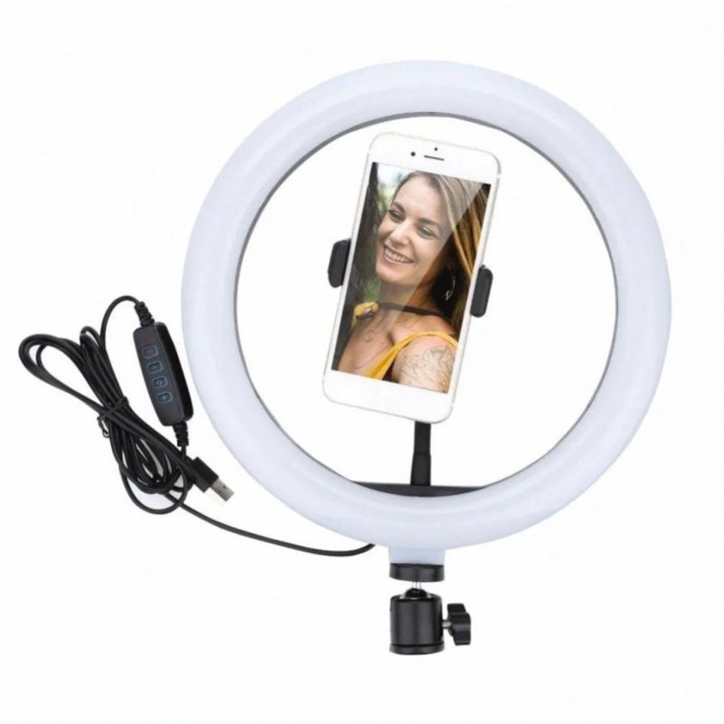 Anel de luz LED 32cm (13") Sem Tripé - Iluminação Profissional Ajustável para Fotos e Vídeos