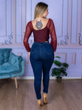 Cropped com manga em tule