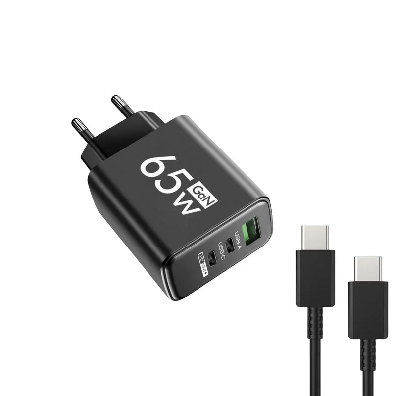 Carregador de celular 65W + cabo tipo C