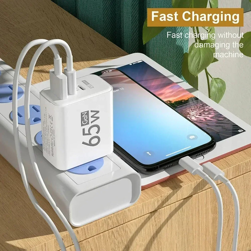 Carregador de celular 65W + cabo tipo C